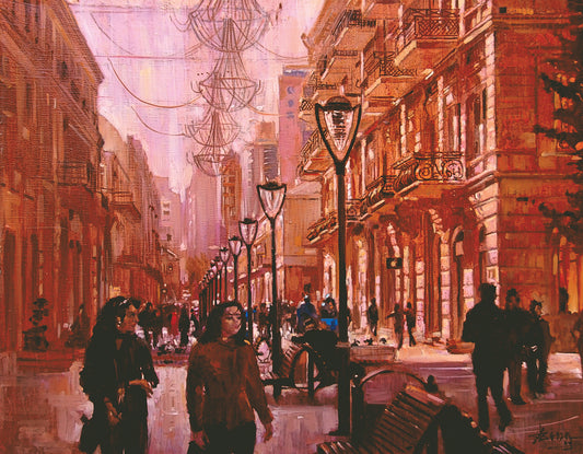 Baku central promenade "Torgovaya". Giclee print